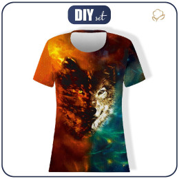 T-SHIRT SPORTOWY DAMSKI - WILK / GALAKTYKA - S