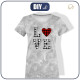 T-SHIRT DAMSKI - LOVE / serce vichy (BE MY VALENTINE) / LÓD - single jersey