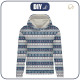 BLUZA DAMSKA (POLA) CLASSIC Z KAPTUREM - RENIFERY wz. 3 / granatowy (NORWESKIE WZORY) - dzianina pętelkowa 