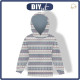 DZIECIĘCA BLUZA Z KAPTUREM (ALEX) - RENIFERY wz. 3 / szary  (NORWESKIE WZORY) - zestaw do uszycia