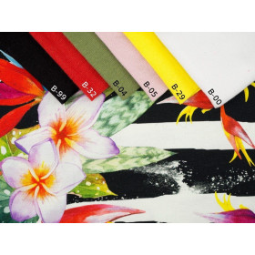 KWIATY NA ZEBRZE - Jersey wiskozowy WE210