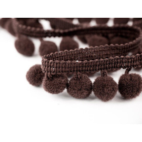 Tasiemka  z pomponikami średnia - brązowa