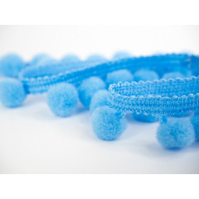 Tasiemka  z pomponikami średnia - błękitna