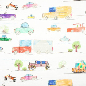 POJAZDY / biała - dresówka pętelkowa 