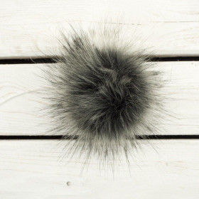 Pomponik futerkowy eko 12cm - melanż szary