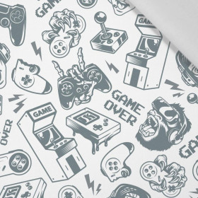 60CM GAME OVER ( retro ) / biały - tkanina bawełniana