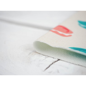 Macarons ( J'adore Paris) / brzoskwiniowy - dresówka pętelkowa 