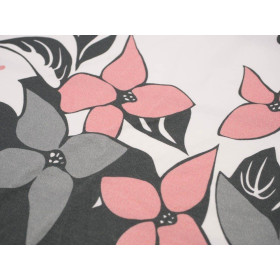 FLORAL PANEL (XL) / szaro-różowy - panel jersey wiskozowy WE210
