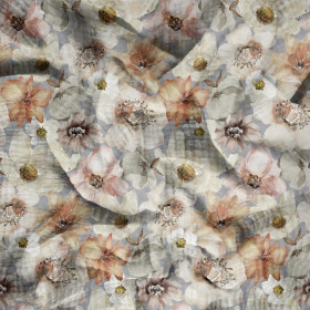 AKWARELOWE KWIATY wz. 4 - Muślin bawełniany