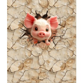 ANIMALS CRACKED wz.5 (piggy) - panel (60cm x 50cm) dzianina drapana z elastanem ITY