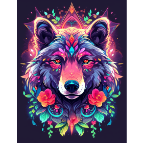 ANIMALS MANDALA wz.6 (bear) - panel (60cm x 50cm) 
