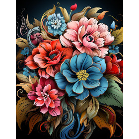 BOUQUET OF FLOWERS WZ.1 - panel (60cm x 50cm) tkanina wodoodporna