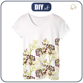 PIŻAMA-T-SHIRT "LINDA" - CZARNY BEZ (KWITNĄCA ŁĄKA) - zestaw do uszycia