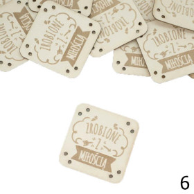 Metka ''ZROBIONE Z MIŁOŚCIĄ'' 3x3cm - kolory do wyboru 