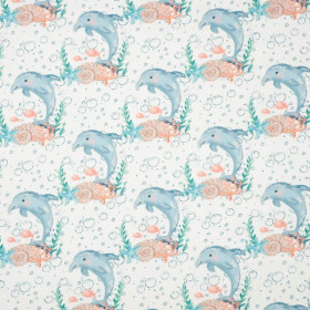 DELFIN wz. 3 (BAJKOWY OCEAN) - PANEL PANORAMICZNY SINGLE JERSEY (60cm x 155cm)