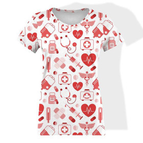 T-SHIRT DAMSKI - RATOWNICTWO (HOBBY I ZAWODY) - czerwony / biały - single jersey
