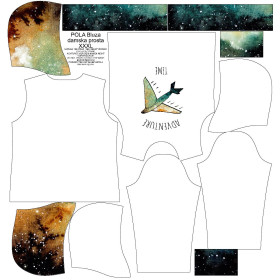 BLUZA DAMSKA (POLA) CLASSIC Z KAPTUREM - ADVENTURE TIME / galaktyczna podróż - dzianina pętelkowa 