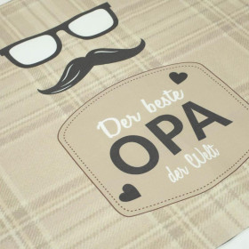 Der beste Opa der Welt/ angielska krata -beżowy- panel tkanina bawełniana (50cmx75cm)