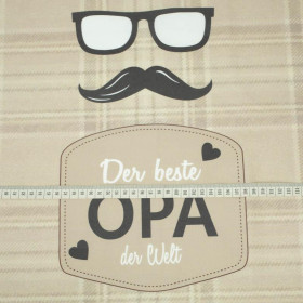 Der beste Opa der Welt/ angielska krata -beżowy- panel tkanina bawełniana (50cmx75cm)