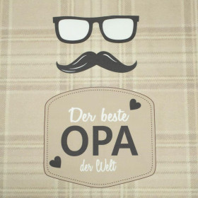 Der beste Opa der Welt/ angielska krata -beżowy- panel tkanina bawełniana (50cmx75cm)