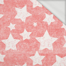 BIAŁE GWIAZDY / przecierany jeans (czerwony) - dresówka pętelkowa