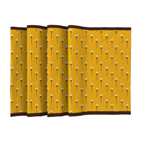 SERWETKI I BIEŻNIK - BIAŁE KWIATUSZKI / musztardowy - zestaw do uszycia