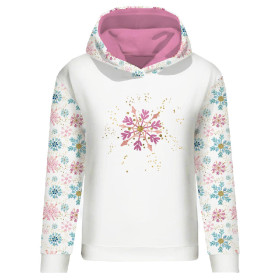 BLUZA DAMSKA (POLA) CLASSIC Z KAPTUREM - ŚNIEŻYNKI MIX - dzianina pętelkowa