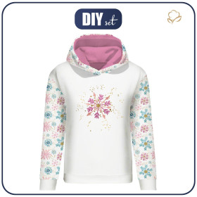 BLUZA DAMSKA (POLA) CLASSIC Z KAPTUREM - ŚNIEŻYNKI MIX - dzianina pętelkowa