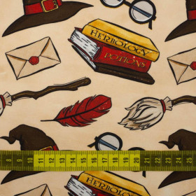 CZARODZIEJSKI MIX WZ. 1 (MAGICZNA SZKOŁA) / beżowy - dresówka pętelkowa