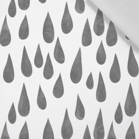 DUŻE KROPLE (SZARY) / biały - tkanina bawełniana