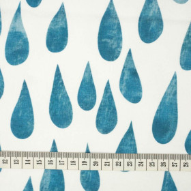 Duże krople (turkusowy) / biały - single jersey z elastanem 