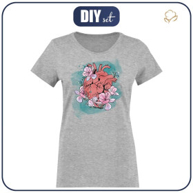 T-SHIRT DAMSKI - EL CORAZON / melanż jasnoszary - single jersey