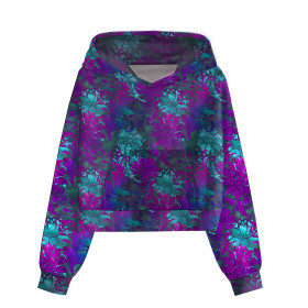 KRÓTKA BLUZA Z KAPTUREM (IDA) - FLORAL WZ. 2 - zestaw do uszycia
