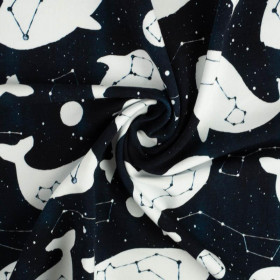 GALAKTYCZNY OCEAN (GALAKTYCZNE ZWIERZĘTA) / navy - dzianina pętelkowa