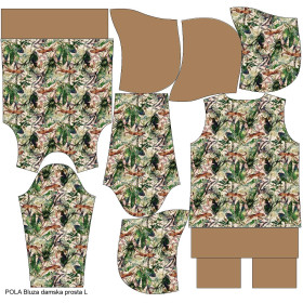 BLUZA DAMSKA (POLA) CLASSIC Z KAPTUREM - GEPARDY / liście -  dzianina pętelkowa