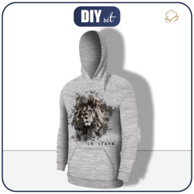 MĘSKA BLUZA Z KAPTUREM (COLORADO) - BE BRAVE (BE YOURSELF) / melanż jasnoszary - zestaw do uszycia