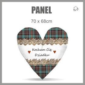 PANEL PODUSZKOWY SERCE - KOCHAM CIĘ DZIADKU / KRATA RETRO - Welur tapicerski