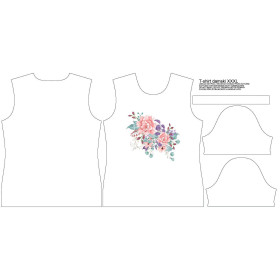 T-SHIRT DAMSKI - KWIATY DZIKIEJ RÓŻY wz. 1 (KWITNĄCA ŁĄKA) - single jersey XS