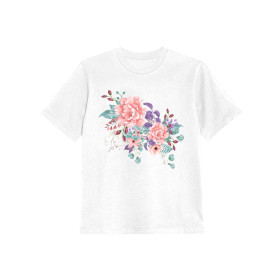 T-SHIRT DZIECIĘCY - KWIATY DZIKIEJ RÓŻY wz. 1 (KWITNĄCA ŁĄKA) - single jersey