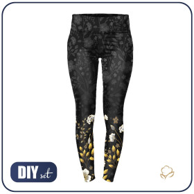 LEGGINSY SPORTOWE - KWIATY (wzór 8) / czarny