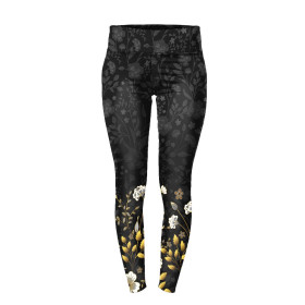 LEGGINSY SPORTOWE - KWIATY (wzór 8) / czarny
