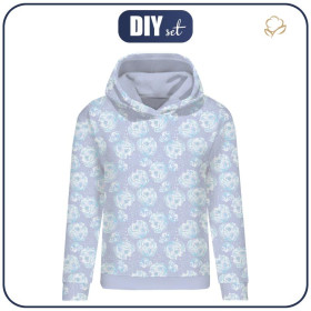 BLUZA DAMSKA (POLA) CLASSIC Z KAPTUREM - LODOWE KWIATY (ZACZAROWANA ZIMA) - dzianina pętelkowa 