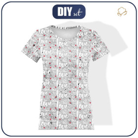 T-SHIRT DAMSKI - LOVE BIAŁY / beton - single jersey