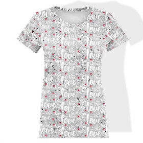 T-SHIRT DAMSKI - LOVE BIAŁY / beton - single jersey