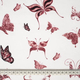 60CM MOTYLE (BROKATOWE MOTYLE) / biały - Satyna sukienkowa 190g