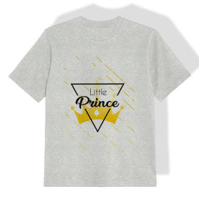 T-SHIRT DZIECIĘCY - LITTLE PRINCE / M-01 melanż jasnoszary - single jersey
