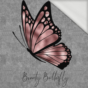 BEAUTY BUTTERFLY (BROKATOWE MOTYLE) / ACID WASH SZARY - panel panoramiczny dzianina pętelkowa (60cm x 155cm)