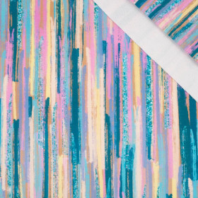 TĘCZOWE PIONOWE PASY  - dresówka pętelkowa