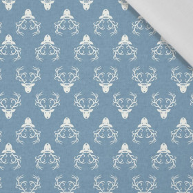 GŁOWY RENIFERA / ACID WASH - niebieski - tkanina bawełniana