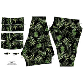 LEGGINSY SPORTOWE - TROPIKALNE LIŚCIE wz. 3 / czarny (JUNGLE)